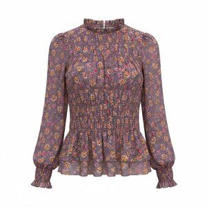 💜 Gracia Lavender Romantic Boho Knit Top Long Sleeve Large